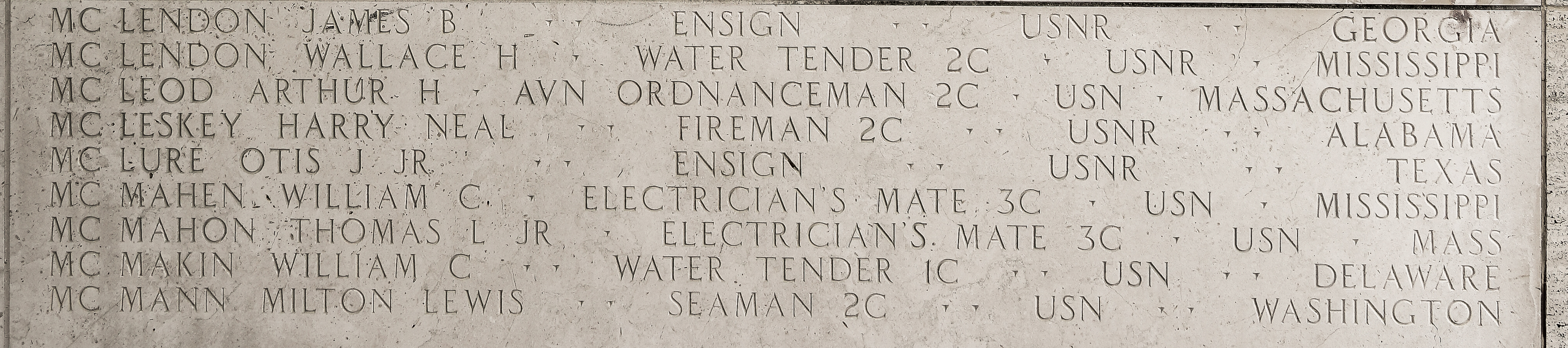 William C. McMahan, Electrician's Mate Third Class